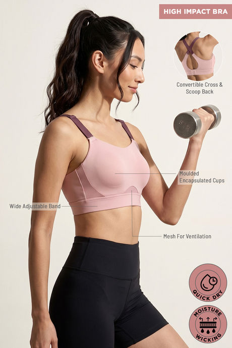 Zelocity High Impact Quick Dry Sports Bra - Peach Whip — image 6